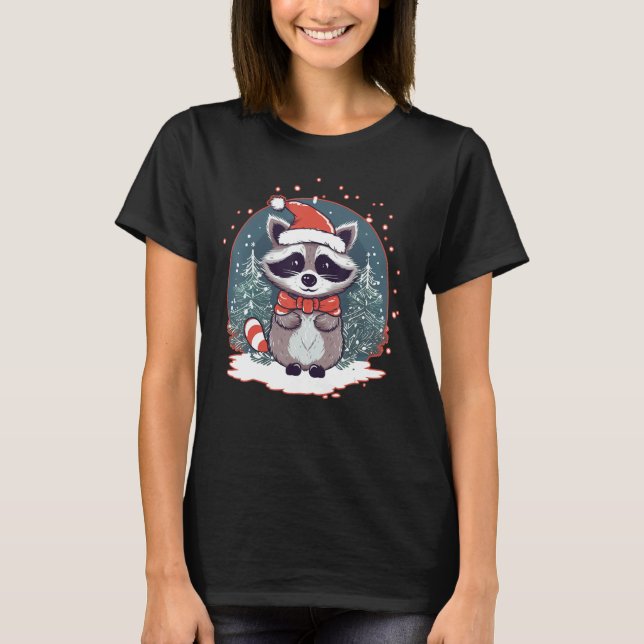 Camiseta Raccoon de Navidad sobre el mapache de los Navidad (Anverso)