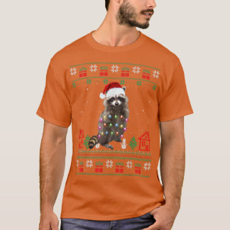 Camiseta Raccoon de Navidades feos Santa Hat ilumina Sweate