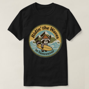 Camiseta Raccoon de surf Retro Vancouver