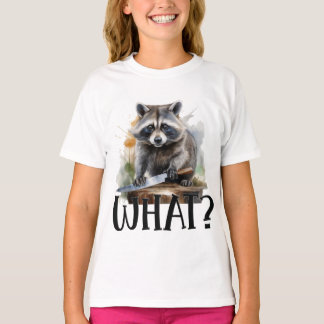 Camiseta Raccoon determinado con un cuchillo de cocina, qué