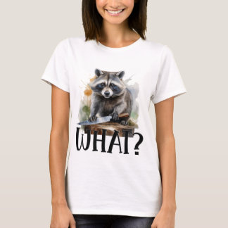 Camiseta Raccoon determinado con un cuchillo de cocina, qué