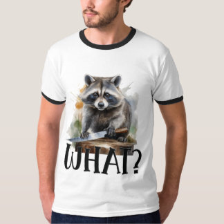Camiseta Raccoon determinado con un cuchillo de cocina, qué