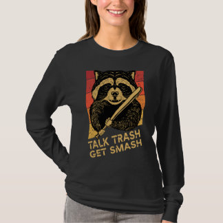 Camiseta raccoon diciendo que hablar basura se rompe, Racco