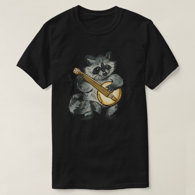 Camiseta Raccoon divertido tocando banjo Raccoons Animal (Diseño del anverso)