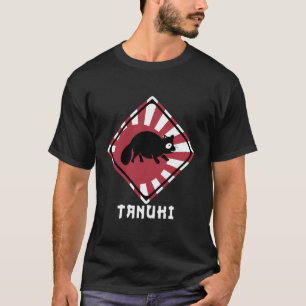 Camiseta Raccoon Dog Tanuki cruza bandera de sol naciente e