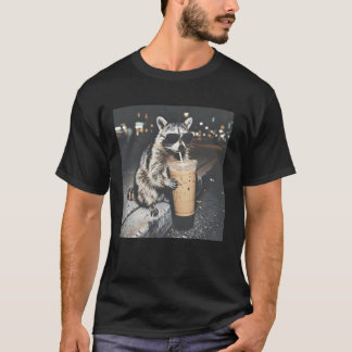 Camiseta Raccoon Drinking Iced Coffee Shirt