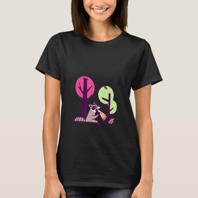Camiseta Raccoon Eating a Pizza in the Forest One with Natu (Anverso)