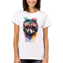 Raccoon en audífonos y gafas