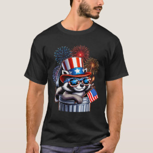 Camiseta Raccoon En Basura 4 De Julio Patriótico Bandera Es