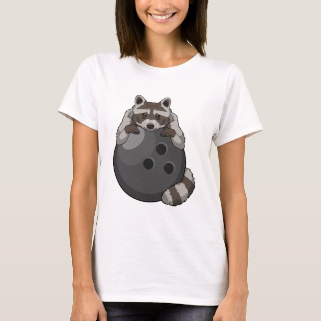 Camiseta Raccoon en el Bowling con bolas (Anverso)