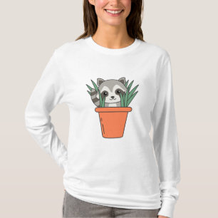 Camiseta Raccoon En Plantas De Raccoon Graciosas En Las Lun