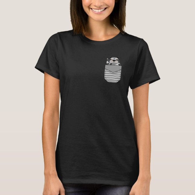 Camiseta Raccoon Enfado De Los Animales En Pocket (Anverso)