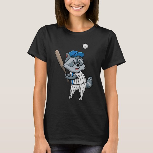 Camiseta Raccoon Entrenador de béisbol Deportes Trash Anima (Anverso)