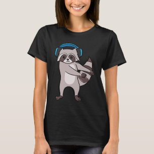 Camiseta Raccoon Escuchando Música Auricular Cute Rodent