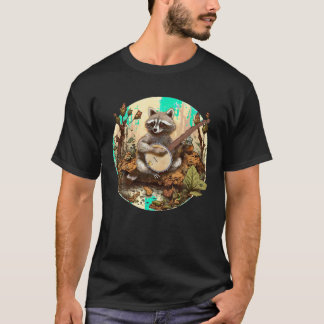 Camiseta Raccoon estético vintage Cottagecore Jugando Banj