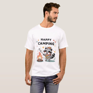 Camiseta Raccoon feliz de camping, Personalizado de la fies