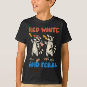 Camiseta Raccoon Gracioso 4 De Julio Bandera Estadounidense