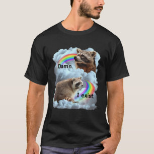 Camiseta Raccoon Gracioso Yo Existe Meme Depresión Mental O