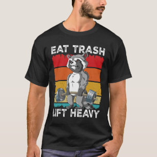 Camiseta Raccoon Gym Weight Entrenamiento Comer Trash Lift 