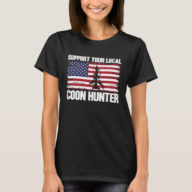 Camiseta Raccoon Hunting USA Flag Support Your Local Coon H (Anverso)