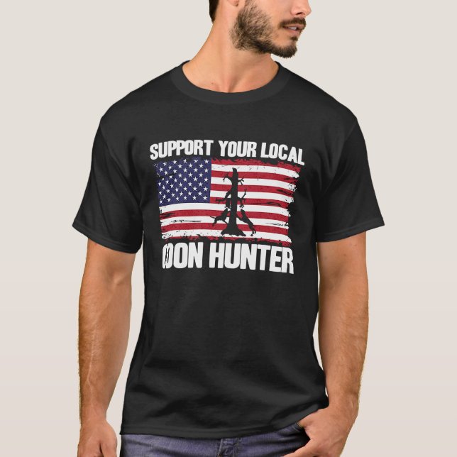 Camiseta Raccoon Hunting USA Flag Support Your Local Coon H (Anverso)