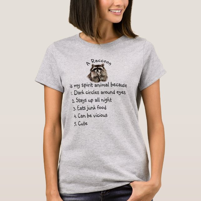 Camiseta Raccoon if My Spirit Animal Fun List (Anverso)