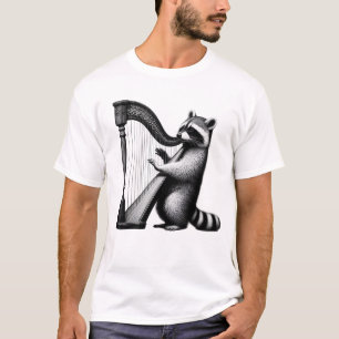 Camiseta Raccoon Jugando Harp Harpist