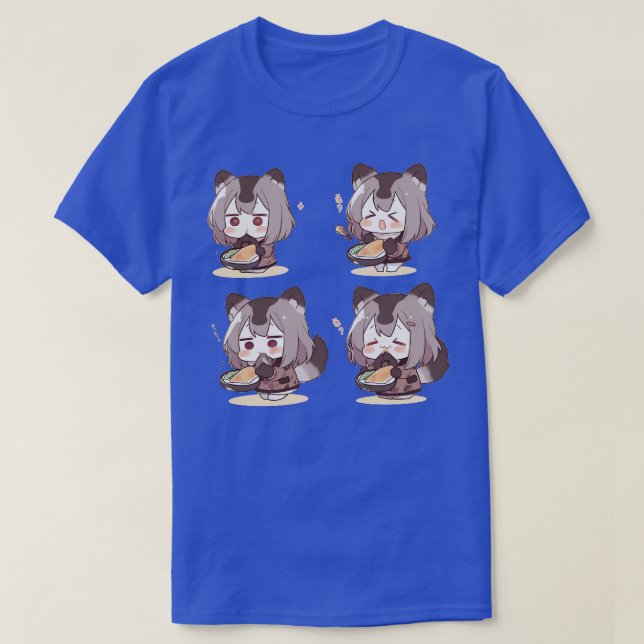 Camiseta Raccoon lindo come cualquier anime (Diseño del anverso)