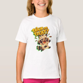 Camiseta Raccoon lindo con disfraz de momia con truco o tru