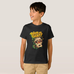 Camiseta Raccoon lindo con disfraz de momia con truco o tru