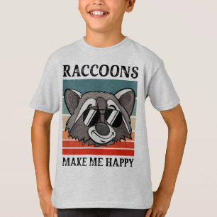 Camiseta Raccoon me hace feliz Raccoon retro vintage