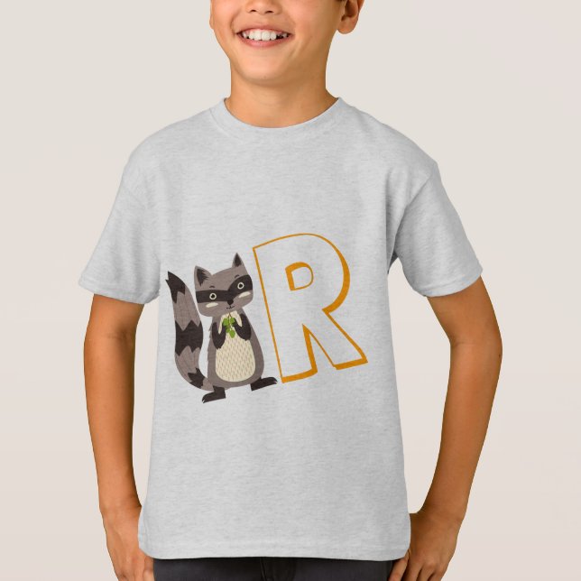 Camiseta Raccoon - niños inglés alfabeto ABCD (Anverso)