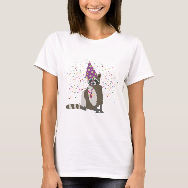 Camiseta Raccoon Partying - Animales que tienen un Fiesta (Anverso)