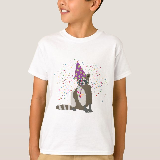 Camiseta Raccoon Partying - Animales que tienen un Fiesta (Anverso)