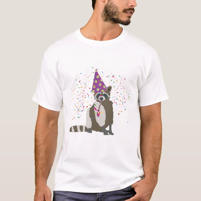 Camiseta Raccoon Partying - Animales que tienen un Fiesta (Anverso)