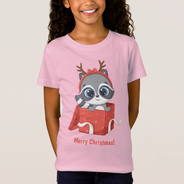 Camiseta Raccoon personalizado Navidades de corte de texto (Anverso)