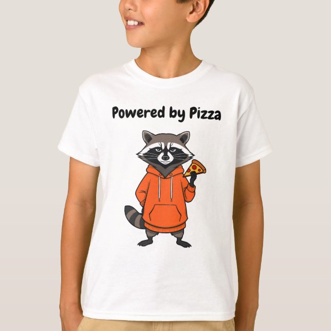 Camiseta Raccoon Pizza Kids T-Shirt – Funny Cartoon Tee  (Anverso)