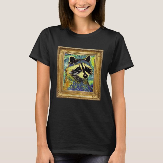 Camiseta Raccoon Post Impressionism Artwork Artist Painting (Anverso)
