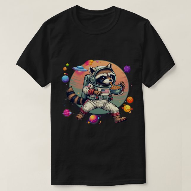 Camiseta Raccoon Ramen Space Adventura Cocina Cósmica de OV (Diseño del anverso)