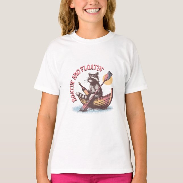 Camiseta Raccoon retro divertido de Boatin y Floatin (Anverso)