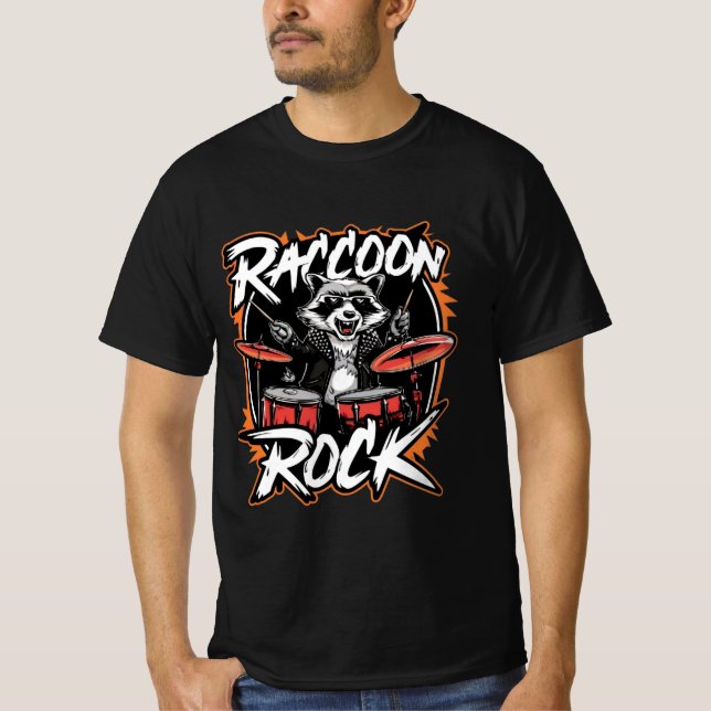 Camiseta Raccoon Rock - Funny Raccoon Cowboy Desig (Anverso)