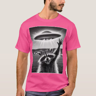 Camiseta Raccoon Selfie Con Alien Ufo Gracioso Regalos De R