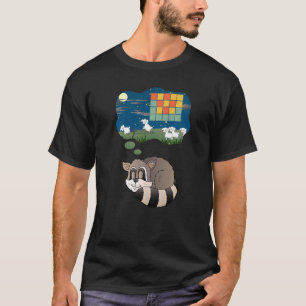 Camiseta Raccoon Sleeping Counep Dreaming Retro Wor