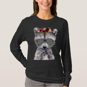 Camiseta Raccoon Sunglass japonés cereza de flor Saku
