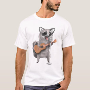 Camiseta Raccoon Trash Panda Cantando Músico Guitrista