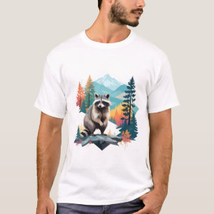 Camiseta Raccoon Vector Arte Animal En La Naturaleza Majest