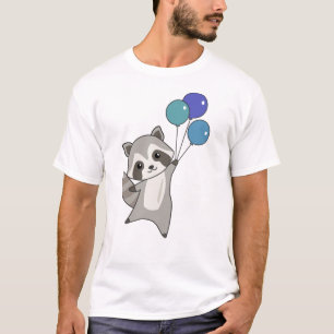Camiseta Raccoon vuela globos sobre animales amables para n