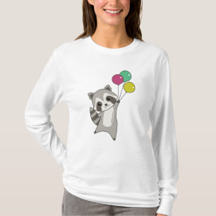 Camiseta Raccoon vuela globos sobre animales amables para n