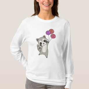 Camiseta Raccoon vuela globos sobre animales amables para n