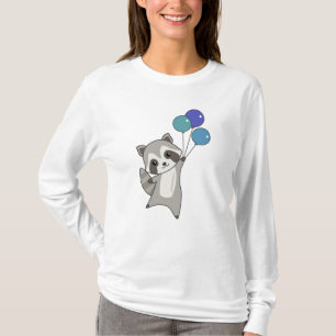 Camiseta Raccoon vuela globos sobre animales amables para n